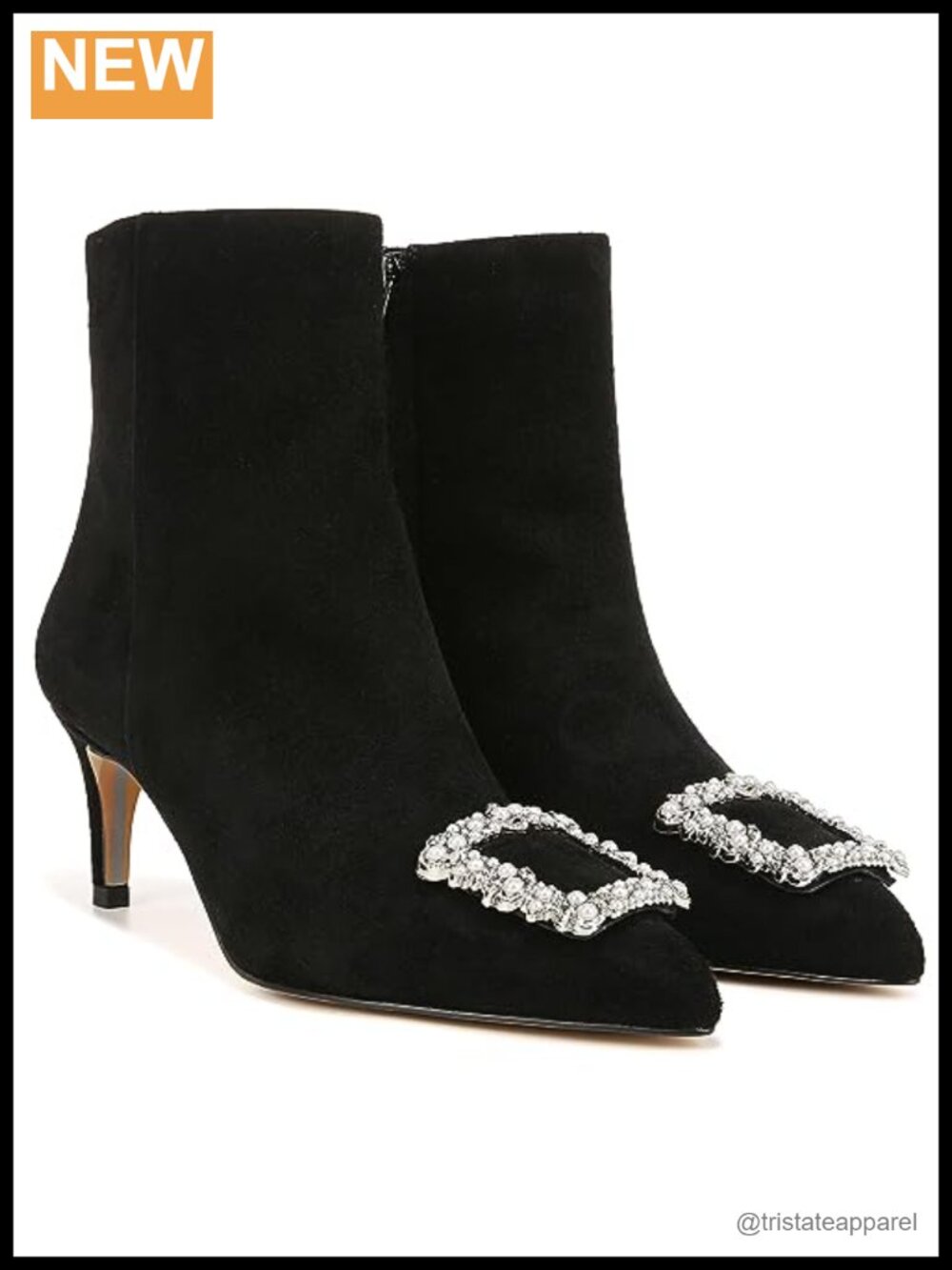 Sam Edelman Ulissa Rhinestone Buckle Stiletto Ankle Boots Women's 2.5" Heel